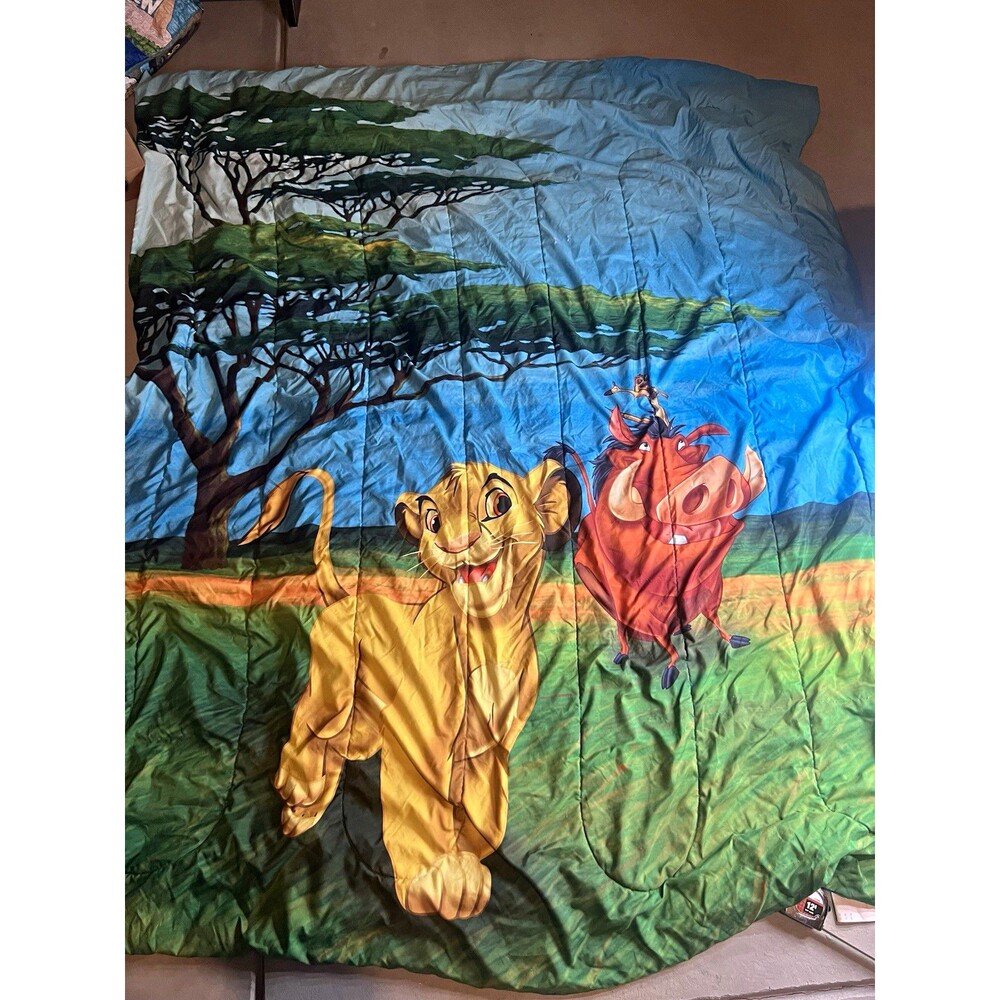 Vintage The Lion King Simba Timon Pumbaa Kids Twin Quilted Comforter reversible